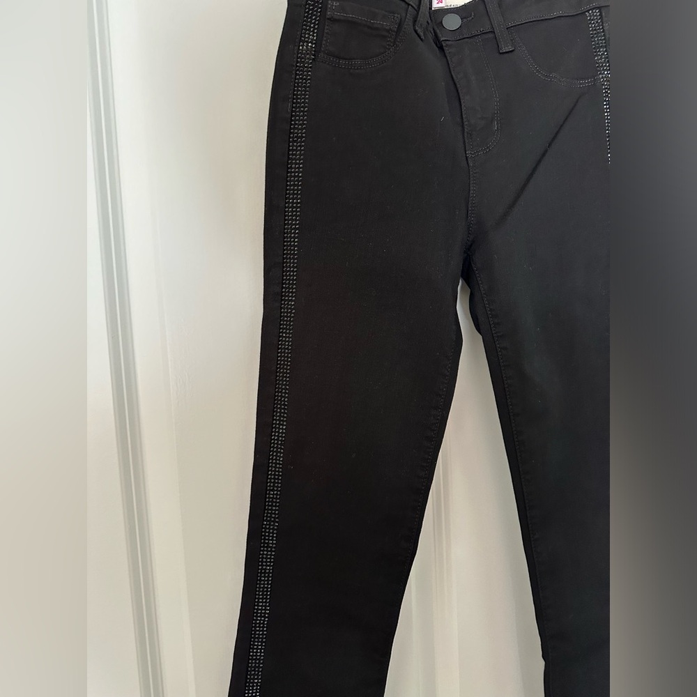 L’Agence Margot black on black rhinestone tuxedo stripe NWOT SIZE 24 - Picture 2 of 10